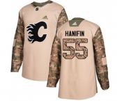 Calgary Flames #55 Noah Hanifin Authentic Camo Veterans Day Practice Hockey Jersey