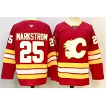 Men's Calgary Flames #25 Jacob Markstrom Red 2024-25 Home Stitched Hockey Jersey