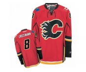 Men's Reebok Calgary Flames #8 Nicklas Grossmann Authentic Red Home NHL Jersey