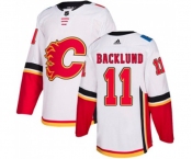 Women Calgary Flames #11 Mikael Backlund Authentic White Away Hockey Jersey