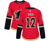 Women Calgary Flames #12 Jarome Iginla Authentic Red Home Hockey Jersey