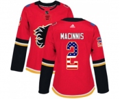 Women Calgary Flames #2 Al MacInnis Authentic Red USA Flag Fashion Hockey Jersey