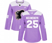 Women Calgary Flames #25 Joe Nieuwendyk Authentic Purple Fights Cancer Practice Hockey Jersey