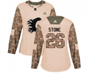 Women Calgary Flames #26 Michael Stone Authentic Camo Veterans Day Practice Hockey Jersey