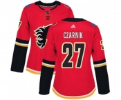 Women Calgary Flames #27 Austin Czarnik Authentic Red Home Hockey Jersey