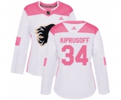Women Calgary Flames #34 Miikka Kiprusoff Authentic White Pink Fashion Hockey Jersey