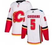 Women Calgary Flames #5 Mark Giordano Authentic White Away Hockey Jersey