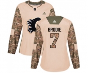 Women Calgary Flames #7 TJ Brodie Authentic Camo Veterans Day Practice Hockey Jersey