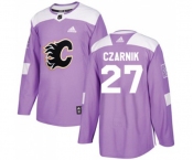 Youth Calgary Flames #27 Austin Czarnik Authentic Purple Fights Cancer Practice Hockey Jersey