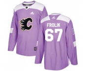 Youth Calgary Flames #67 Michael Frolik Authentic Purple Fights Cancer Practice Hockey Jersey