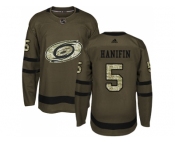 Men Adidas Carolina Hurricanes #5 Noah Hanifin Green Salute to Service Stitched NHL Jersey