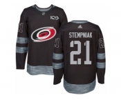 Men's Adidas Carolina Hurricanes #21 Lee Stempniak Authentic Black 1917-2017 100th Anniversary NHL Jersey