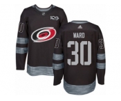 Men's Adidas Carolina Hurricanes #30 Cam Ward Authentic Black 1917-2017 100th Anniversary NHL Jersey