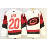 Men's Carolina Hurricanes #20 Sebastian Aho White 2024-25 With A Patch Home Stitched Hockey Jersey Men's Carolina Hurricanes #20 Sebastian Aho White 2024-25 With A Patch Home Stitched Hockey Jersey