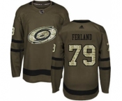 Men's Carolina Hurricanes #79 Michael Ferland Green Salute to Service Stitched Hockey Jersey