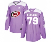 Men's Carolina Hurricanes #79 Michael Ferland Purple Fights Cancer Stitched Hockey Jersey