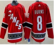 Men's Carolina Hurricanes #8 Brent Burns Red 2022 Reverse Retro Authentic Jersey
