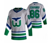Men's Carolina Hurricanes #86 Teuvo Teravainen Grey 2020-21 Reverse Retro Alternate Hockey Jersey