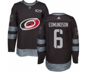 Men's Hurricanes #6 Joel Edmundson Black 1917-2017 100th Anniversary Stitched Hockey Jersey (1)