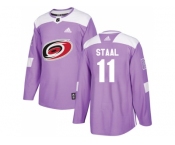 Youth Adidas Carolina Hurricanes #11 Jordan Staal Purple Authentic Fights Cancer Stitched NHL Jersey