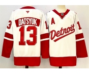 Men's Detroit Red Wings #13 Pavel Datsyuk White Red 2024-25 With A Patch Stitched Jersey