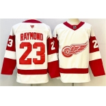 Men's Detroit Red Wings #23 Lucas Raymond White 2024-25 Stitched Jersey