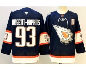 Men's Edmonton Oilers #93 Ryan Nugent-Hopkins Navy With A Patch Reverse Retro Stitched Jersey