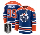 Men's Edmonton Oilers #99 Wayne Gretzky Royal 2025 Stanley Cup Final Home Premium Jersey