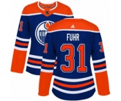 Women Adidas Edmonton Oilers #31 Grant Fuhr Authentic Royal Blue Alternate NHL Jersey