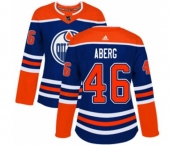 Women Adidas Edmonton Oilers #46 Pontus Aberg Authentic Royal Blue Alternate NHL Jersey