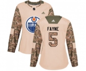 Women Adidas Edmonton Oilers #5 Mark Fayne Authentic Camo Veterans Day Practice NHL Jersey