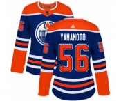 Women Adidas Edmonton Oilers #56 Kailer Yamamoto Authentic Royal Blue Alternate NHL Jersey