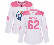 Women Adidas Edmonton Oilers #62 Eric Gryba Authentic White Pink Fashion NHL Jersey