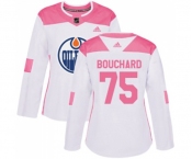 Women Adidas Edmonton Oilers #75 Evan Bouchard Authentic White Pink Fashion NHL Jersey