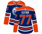 Women Adidas Edmonton Oilers #77 Oscar Klefbom Authentic Royal Blue Alternate NHL Jersey