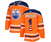 Youth Adidas Edmonton Oilers #1 Laurent Brossoit Authentic Orange USA Flag Fashion NHL Jersey