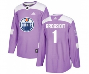 Youth Adidas Edmonton Oilers #1 Laurent Brossoit Authentic Purple Fights Cancer Practice NHL Jersey