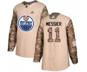 Youth Adidas Edmonton Oilers #11 Mark Messier Authentic Camo Veterans Day Practice NHL Jersey