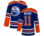 Youth Adidas Edmonton Oilers #11 Mark Messier Authentic Royal Blue Alternate NHL Jersey