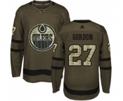 Youth Adidas Edmonton Oilers #27 Boyd Gordon Authentic Green Salute to Service NHL Jersey