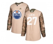 Youth Adidas Edmonton Oilers #27 Milan Lucic Camo Authentic 2017 Veterans Day Stitched NHL Jersey