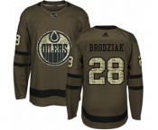 Youth Adidas Edmonton Oilers #28 Kyle Brodziak Authentic Green Salute to Service NHL Jersey