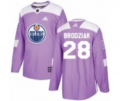 Youth Adidas Edmonton Oilers #28 Kyle Brodziak Authentic Purple Fights Cancer Practice NHL Jersey