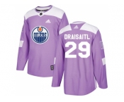 Youth Adidas Edmonton Oilers #29 Leon Draisaitl Purple Authentic Fights Cancer Stitched NHL Jersey