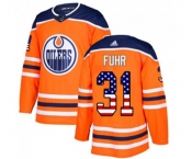 Youth Adidas Edmonton Oilers #31 Grant Fuhr Authentic Orange USA Flag Fashion NHL Jersey