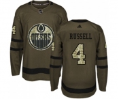 Youth Adidas Edmonton Oilers #4 Kris Russell Authentic Green Salute to Service NHL Jersey