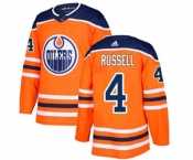 Youth Adidas Edmonton Oilers #4 Kris Russell Authentic Orange Home NHL Jersey