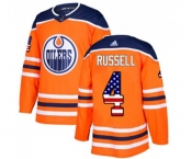 Youth Adidas Edmonton Oilers #4 Kris Russell Authentic Orange USA Flag Fashion NHL Jersey
