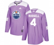 Youth Adidas Edmonton Oilers #4 Kris Russell Authentic Purple Fights Cancer Practice NHL Jersey