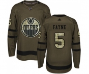 Youth Adidas Edmonton Oilers #5 Mark Fayne Authentic Green Salute to Service NHL Jersey